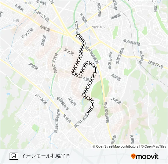 大６６平岡ニュータウン線 Bus Line Map