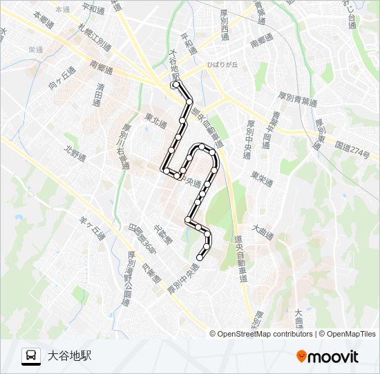 大６６平岡ニュータウン線 バスの路線図