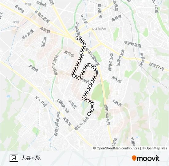 大６６平岡ニュータウン線 Bus Line Map