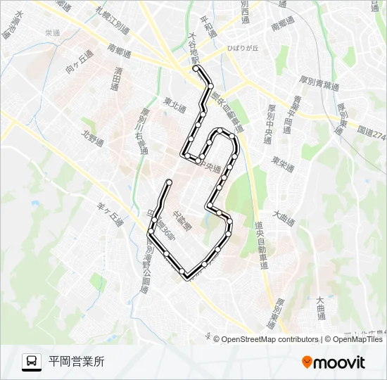 大６７平岡ニュータウン線 バスの路線図