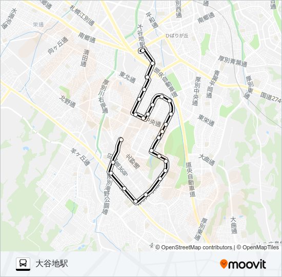 大６７平岡ニュータウン線 bus Line Map