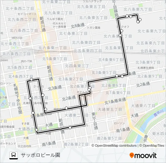 循環８８サッポロビール園 Bus Line Map