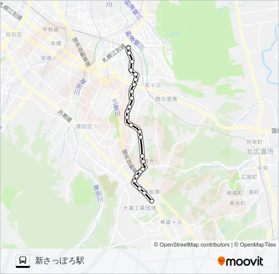 新１１０新さっぽろ大曲線 Bus Line Map