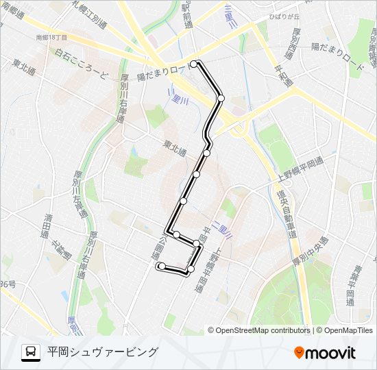 大７０平岡シュヴァービング線 Bus Line Map