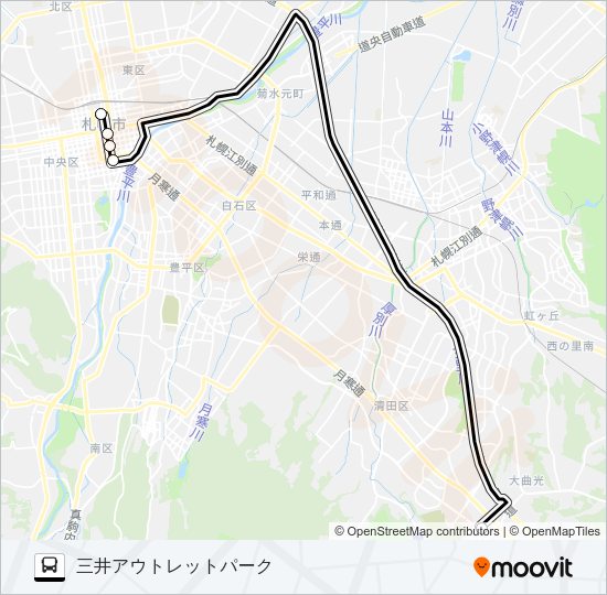 １００三井アウトレットパーク線 バスの路線図