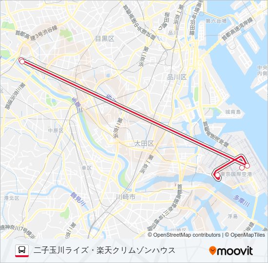 空港ルート スケジュール 停車地 地図 二子玉川ライズ 楽天クリムゾンハウス