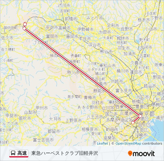 高速路線 時刻表 站點和地圖 東急ハーベストクラブ旧軽井沢