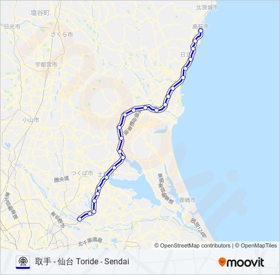 常磐線 JOBAN LINE metro Line Map