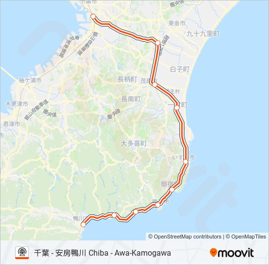 外房線 sotobo line Route: Schedules, Stops & Maps - 安房鴨川 [特急 