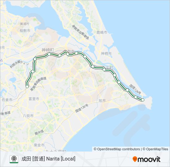 成田線 Narita Lineルート スケジュール 停車地 地図 成田 普通 Narita Local