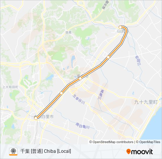 東金線 TOGANE LINE metro Line Map