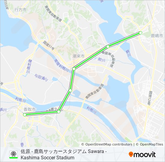 鹿島線 Kashima Lineルート スケジュール 停車地 地図 佐原 普通 Sawara Local
