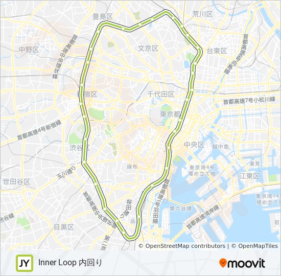 山手線 Yamanote Lineルート スケジュール 停車地 地図 Inner Loop 内回り