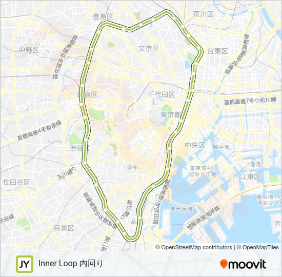 山手線 YAMANOTE LINE Metro Line Map
