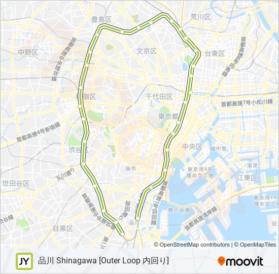 山手線 YAMANOTE LINE metro Line Map