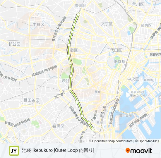 山手線 YAMANOTE LINE metro Line Map