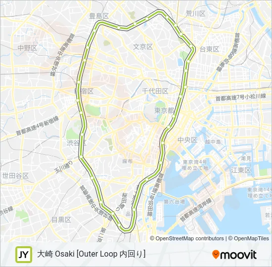 山手線 YAMANOTE LINE Metro Line Map