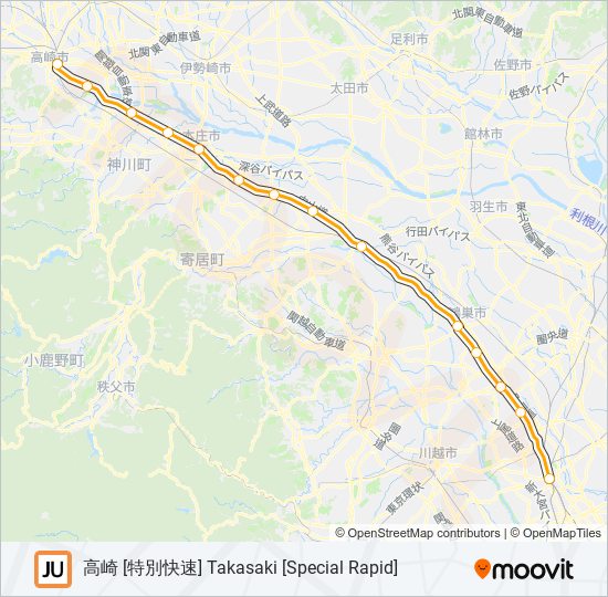 高崎線 TAKASAKI LINE metro Line Map