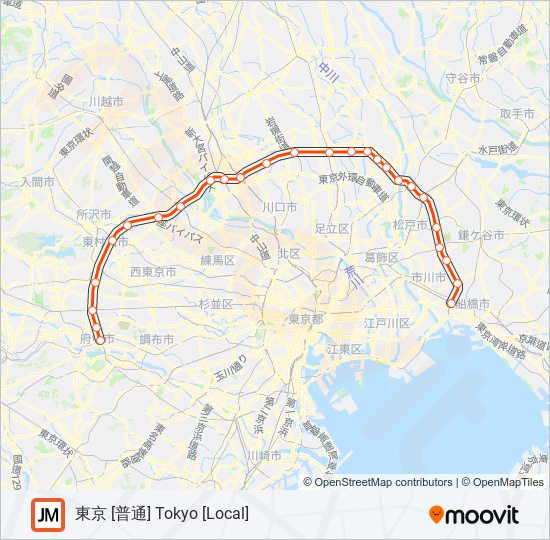 武蔵野線 MUSASHINO LINE metro Line Map