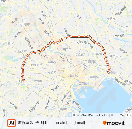 武蔵野線 MUSASHINO LINE Metro Line Map