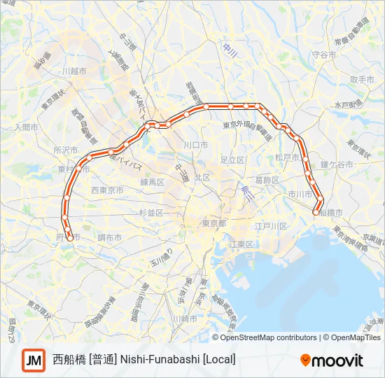 武蔵野線 MUSASHINO LINE Metro Line Map