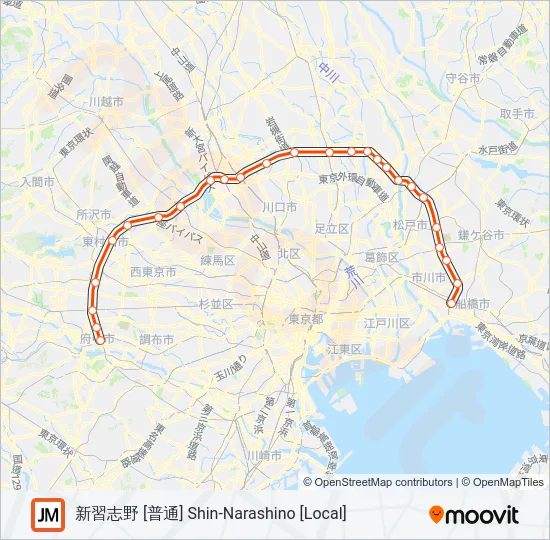 武蔵野線 MUSASHINO LINE Metro Line Map