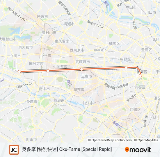 中央線快速 CHUO RAPID LINE Metro Line Map
