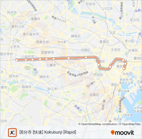 中央線快速 CHUO RAPID LINE Metro Line Map