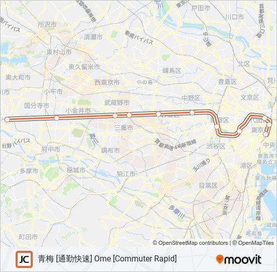 中央線快速 CHUO RAPID LINE metro Line Map