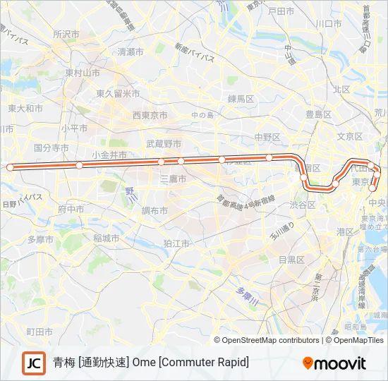 中央線快速 CHUO RAPID LINE Metro Line Map