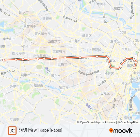 中央線快速 CHUO RAPID LINE Metro Line Map