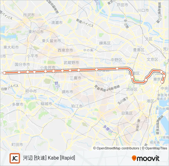 中央線快速 CHUO RAPID LINE Metro Line Map