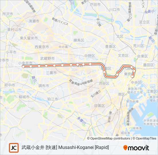 中央線快速 CHUO RAPID LINE 地下鉄 - メトロの路線図