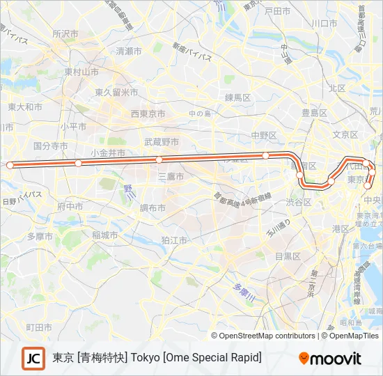 中央線快速 CHUO RAPID LINE Metro Line Map