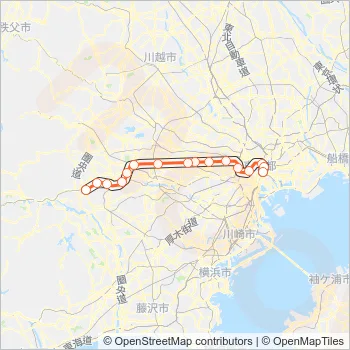中央線快速 CHUO RAPID LINE Metro Line Map