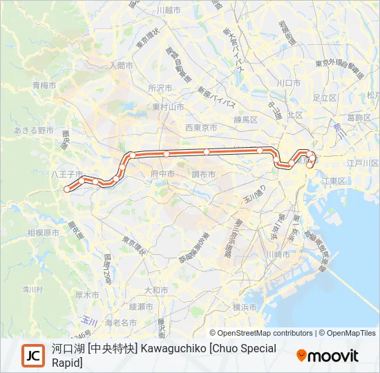 中央線快速 CHUO RAPID LINE Metro Line Map