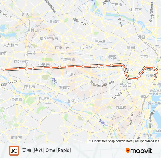 中央線快速 CHUO RAPID LINE Metro Line Map
