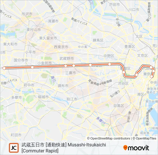 中央線快速 CHUO RAPID LINE Metro Line Map