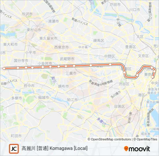 中央線快速 CHUO RAPID LINE Metro Line Map