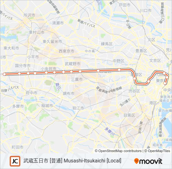 中央線快速 CHUO RAPID LINE Metro Line Map