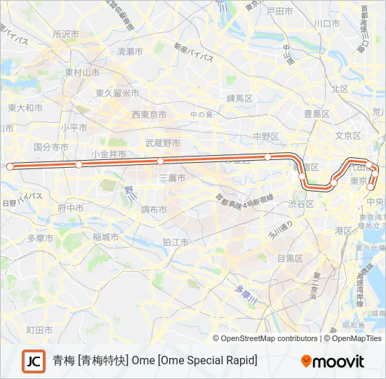 中央線快速 CHUO RAPID LINE Metro Line Map