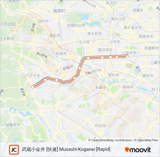 中央線快速 CHUO RAPID LINE Metro Line Map