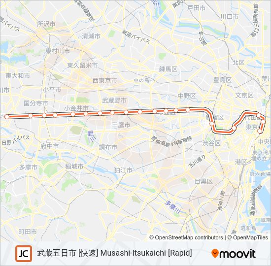 中央線快速 CHUO RAPID LINE Metro Line Map