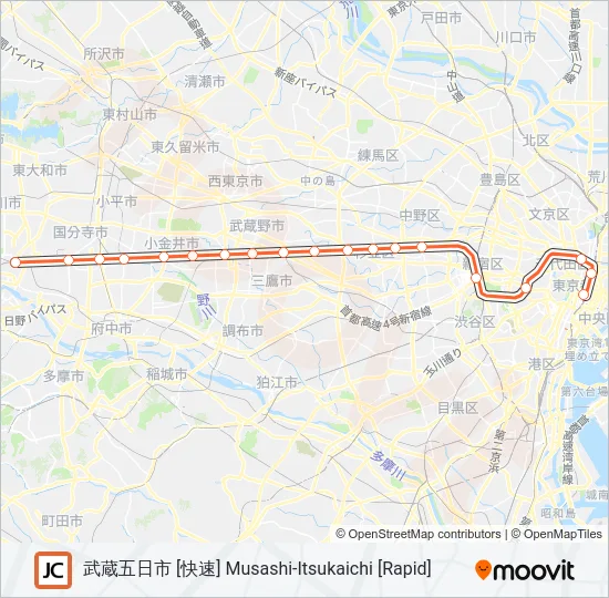 中央線快速 CHUO RAPID LINE Metro Line Map