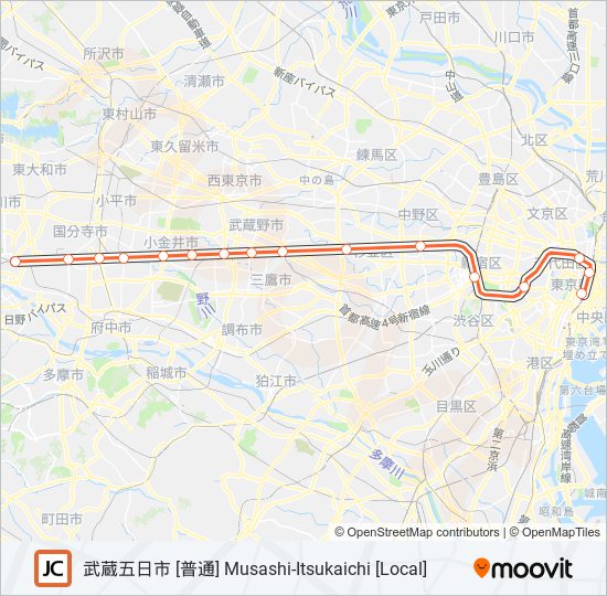 中央線快速 CHUO RAPID LINE metro Line Map