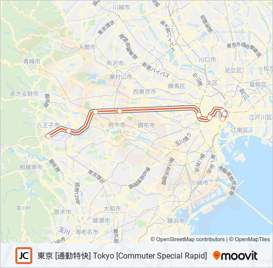 中央線快速 CHUO RAPID LINE metro Line Map