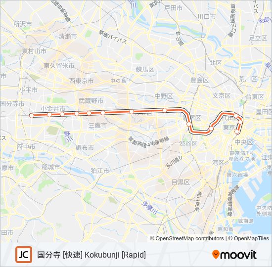 中央線快速 CHUO RAPID LINE metro Line Map