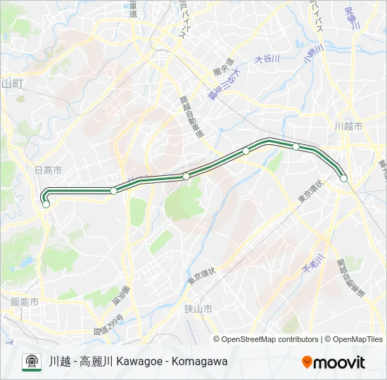 川越線(川越-高麗川間) KAWAGOE LINE Metro Line Map
