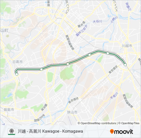 川越線(川越-高麗川間) KAWAGOE LINE metro Line Map