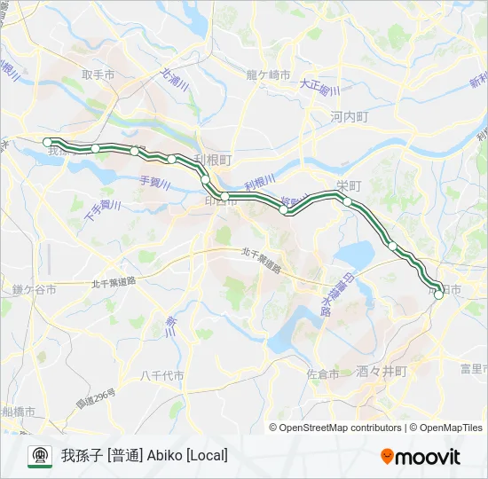 成田線我孫子支線 NARITA ABIKO BRANCH LINE Metro Line Map